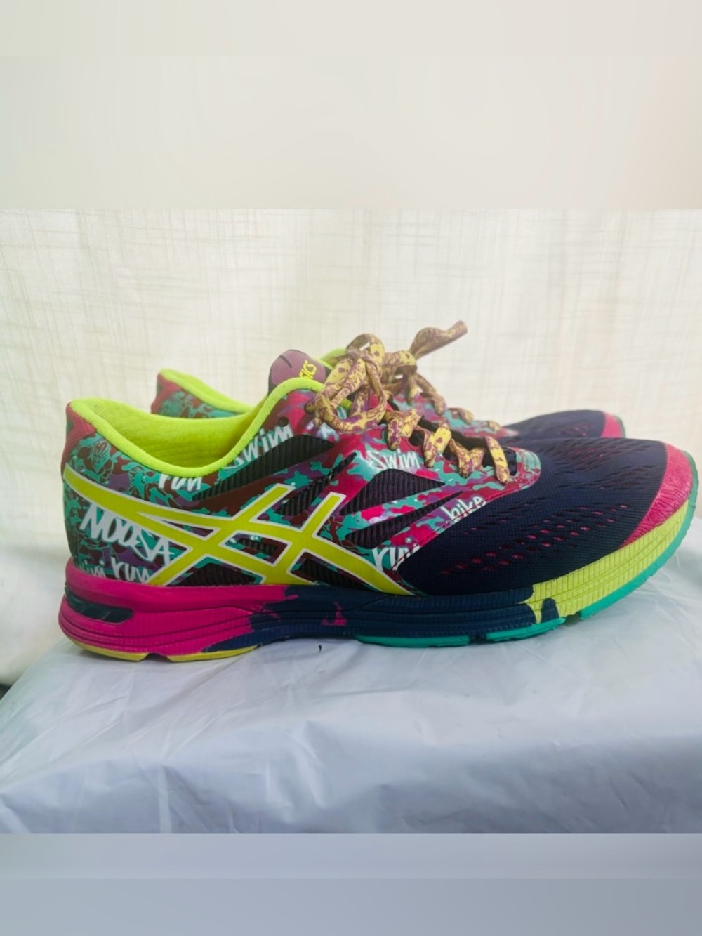 Asics Navy Pink Lime Green Accent Women's Running Shoes